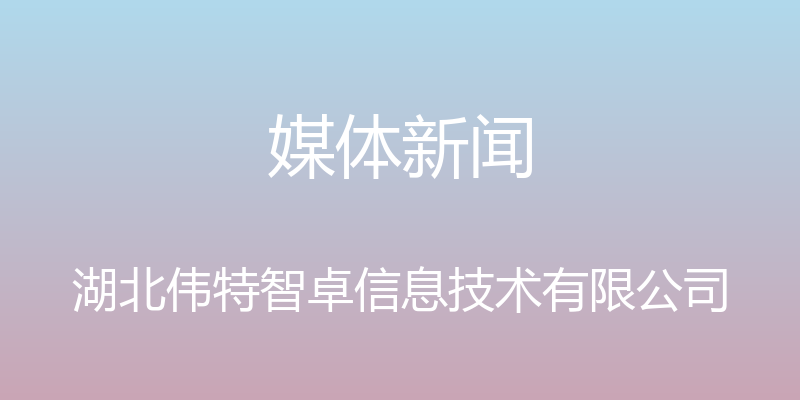 媒体新闻 - 湖北伟特智卓信息技术有限公司