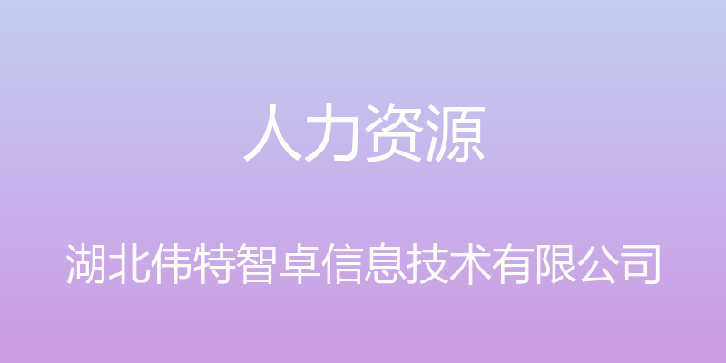 人力资源 - 湖北伟特智卓信息技术有限公司