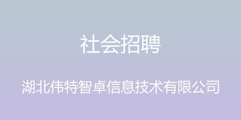 社会招聘 - 湖北伟特智卓信息技术有限公司